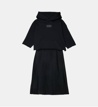 Robe superposée avec jupe plissée - MM6 Maison Margiela - Noir