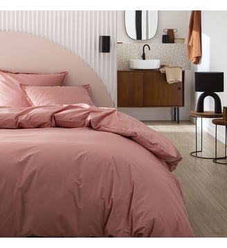 Parure de lit unie en coton, taies rectangles, TOUT DOUX - Essix - Rose solaire