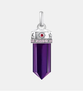 Pendentif de forme hexagonale imitation améthyste - Thomas Sabo - Argent
