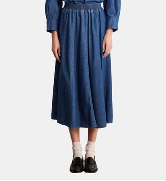 Jupe midi en denim plissé - NINAE - Pablo - Jean
