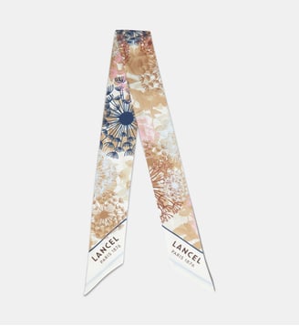 Foulard fin Fireworks en twill de soie - Lancel - Blanc et beige