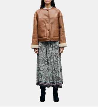 Blouson réversible en peau lainée - FAWN - Gerard Darel - Paille