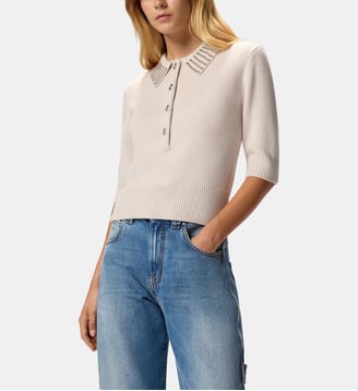 Pull style polo - Pinko - Gris nuage argenté