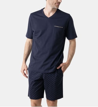 Pyjama court  BUSINESS - Eminence - Bleu marine doré