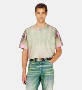 T-shirt en jersey effet cuir craquelé - Diesel - Multicolore