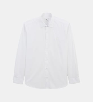 Chemise manches longues patch logo en coton stretch - Serge Blanco - Blanc