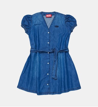 Robe en denim avec logo - Diesel Kids - Denim bleu