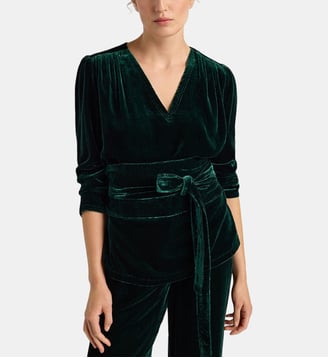 Blouse apple en velours lisse - Momonì - Vert