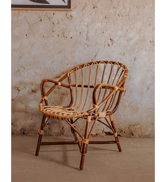 Fauteuil en rotin foncé Ernest N°861- Produit chiné - Debongout - Bois foncé