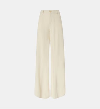 Pantalon wide leg en lin - Pinko - Blanc pureté