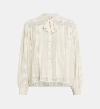 Chemise en dentelle à col lavallière - CYRANA - Gerard Darel - Blanc