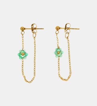 Boucles d'oreilles Suzanne avec fleurs à pierres fines - Les Cléias - Fluorine verte