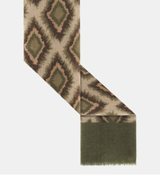 Echarpe à losanges en laine et soie - SOFIA - Gerard Darel - Kaki moyen