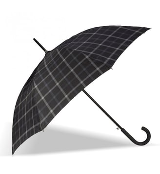 Parapluie canne automatique 8 baleines  - Isotoner - Carreaux gris