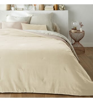 Couvre lit boutis matelassé velours coton - La Redoute Interieurs - Beige