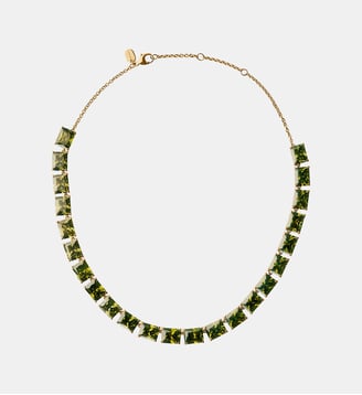 Collier plaqué or jaune 18 carats avec cristaux verts - Aristocrazy - Or
