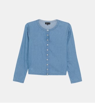 Chemise pression denim - Agnès b. - Bleu nemo
