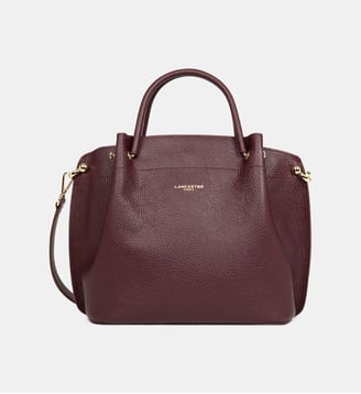 Grand sac à main Foulonné Double LOUISA en cuir - Lancaster - Bordeaux foncé