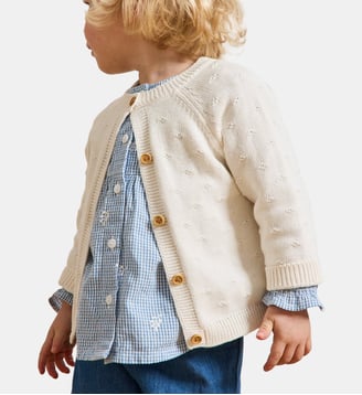 Cardigan maille ajourée  - Coton biologique - Cyrillus - Écru