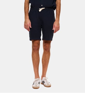 Bermuda gaze de coton marine - Atelier Privé - Bleu marine