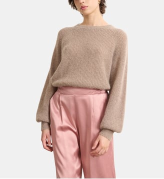Pull col rond boutonné manches longues GIVRE - Garance Paris - Taupe