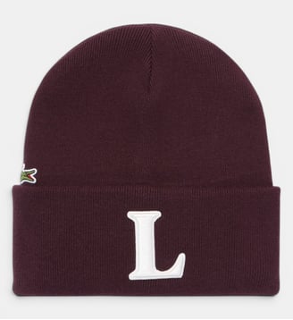 Bonnet laine mélangée brodé - Lacoste - Marron