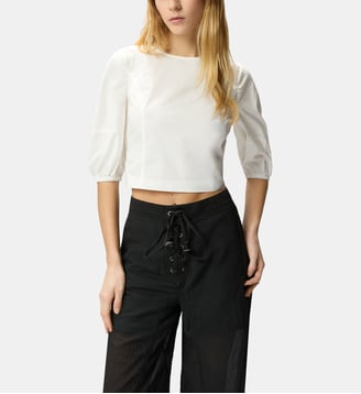 Blouse cropped dos nu - Pinko - Blanc et blanche neige