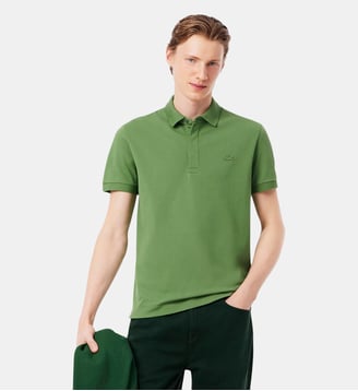Polo droit en coton piqué stretch Paris - Lacoste - Vert laitue