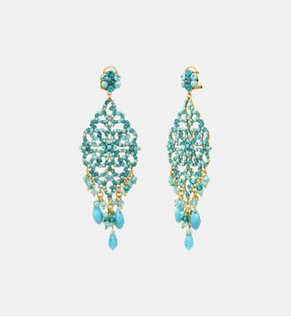 Boucles d'oreilles tiges percées cascade   - Chiara - Satellite - Bleu turquoise