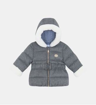 Manteau -    capuche imitation fourrure - Tartine Et Chocolat - Gris clair