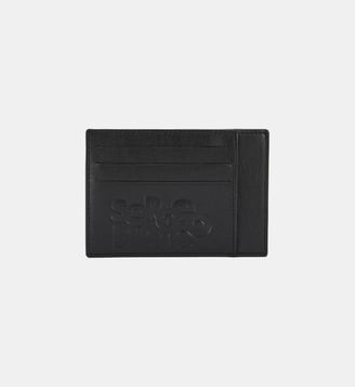 Porte-carte noir en cuir avec logo embossé - Serge Blanco - Noir