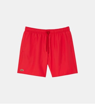 Short de bain mi-long uni - Lacoste - Rouge et vert