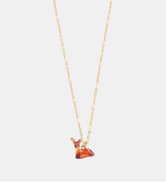Collier pendentif faon - Les Néréides - Marron