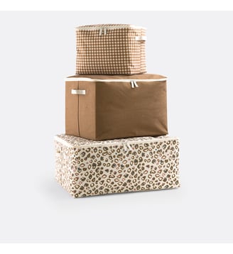 Lot de 3 housses de rangement - La Redoute Interieurs - Écru et caramel