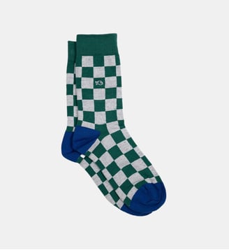 Chaussettes en coton peigné carreaux - Billybelt - Vert et gris