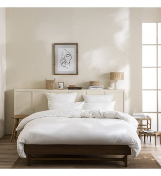 Housse de couette unie en percale de coton lavée, DELICATE - Essix - Blanc