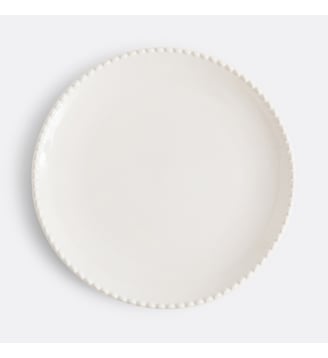 Lot 4 assiettes plates en grès liseré perlé - La Redoute Interieurs - Écru
