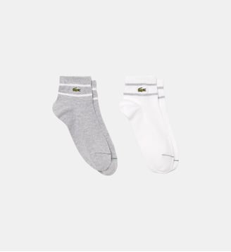 Lot de 2 paires de chaussettes rayées - Lacoste - Gris chiné blanc
