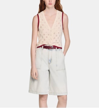 Gilet effet crochet - Sandro - Écru