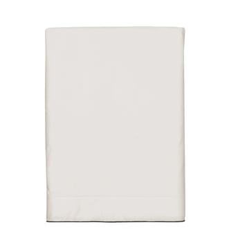 Drap plat en satin de coton lavé, RÊVE SATINÉ - Blanc Cerise - Greige et anthracite