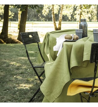 Nappe unie en lin, 170 gr/m², FLORENCE - Alexandre Turpault - Vert platane