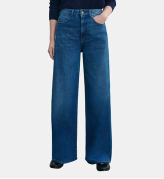 Jean denim large délavé - Bompard - Bleu clair