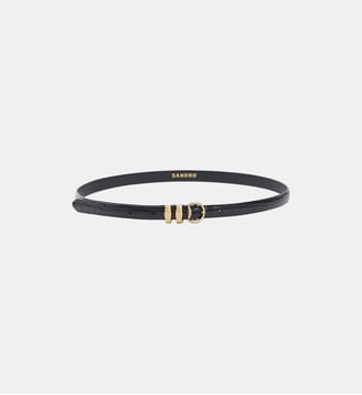 Ceinture en cuir effet croco - Sandro - Noir