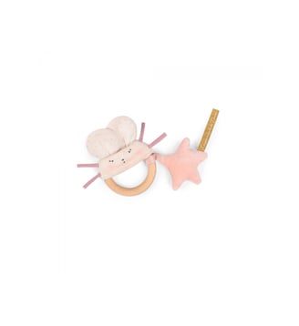 Hochet anneau bois souris rose La petite école de danse - Moulin Roty - Multicolore