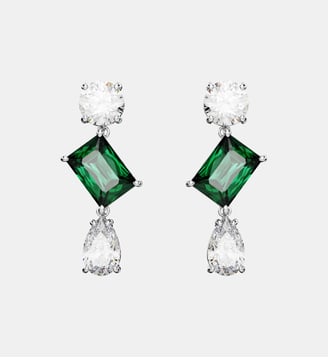Pendants d'oreilles Mesmera, Métal rhodié - Swarovski - Vert