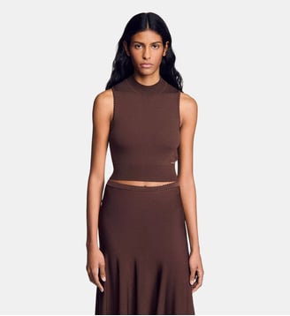 Pull court effet transparent - Sandro - Marron