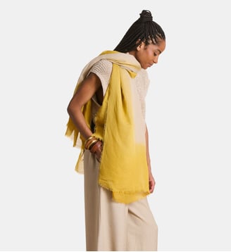 Foulard imprimé tie & dye en coton et lin - La Fée Maraboutée - Jaune