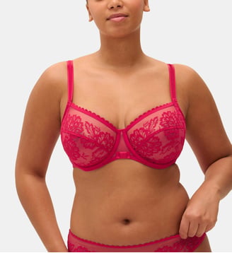 Soutien-gorge balconnet Romance à motif fleuri - Simone Pérèle - Cranberry