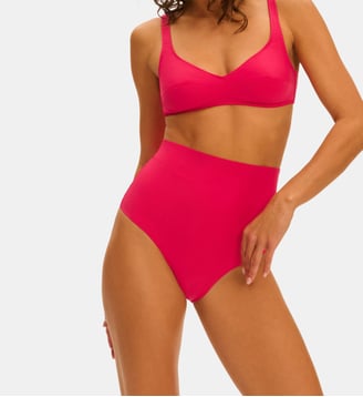 Culotte de bain taille haute - Lipstick - Simone Pérèle - Rose