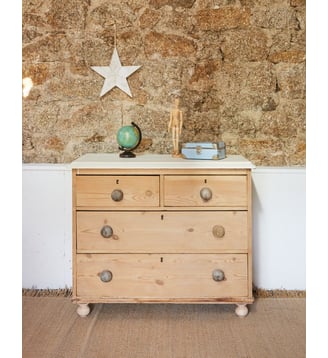 Commode anglaise en bois Garance N°550- Produit chiné - Debongout - Bois clair